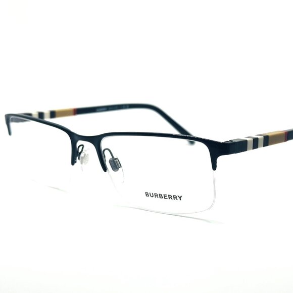 NEW BURBERRY B 1282 1001 Black Men Rectangular Eyeglasses 55mm 18 145 - Picture 1 of 10